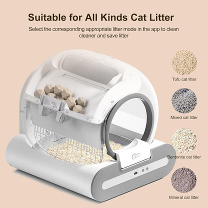 DOEL Self Cleaning Cat Litter Box, 65L Automatic Cat Litter Box, Smart Litter Box Machine with APP Control, Electric Self Scooping Litter Box - PuriLite
