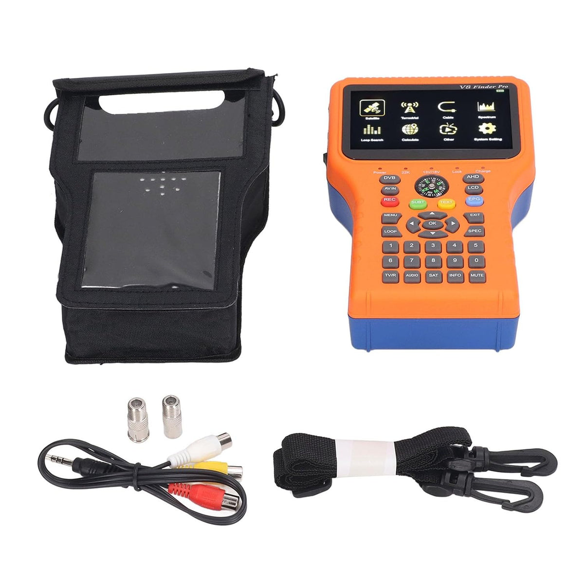 Satellite Finder, V8 Finder PRO FTA DVB S2 S2X Meter Digital Satellite Finder with 4.3inch LCD Screen Compass Function (US Plug) - PuriLite