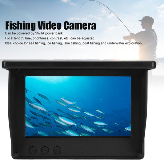 Fish Finder, Portable Underwater Fishing Camera Kit with 4.3in LCD Monitor, 190° Wide Angle IP67 Deep Waterproof Video Finder for Boats, Kayaks, Ice Fishing, Sea Adjustable Focal Length - PuriLite