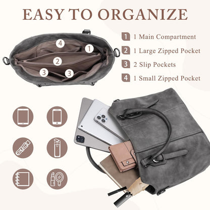 Hobo Bags for Women,VASCHY Vegan Leather Handbag Purse Top Handle Satchel Boho Shoulder Bag with Crossbody Guitar Strap - PuriLite
