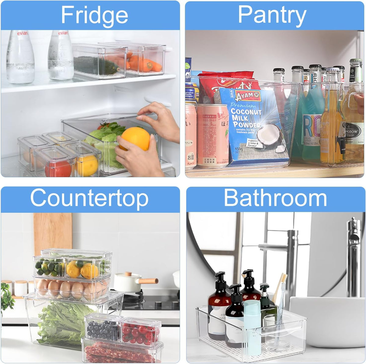 Pure Future 50-Piece Large Airtight Food Storage Containers with Lids, BPA-Free Stackable & Microwave Safe Kitchen Set for Meal Prep, Freezer Use - 25 Containers & Lids, Leakproof Design - PuriLite