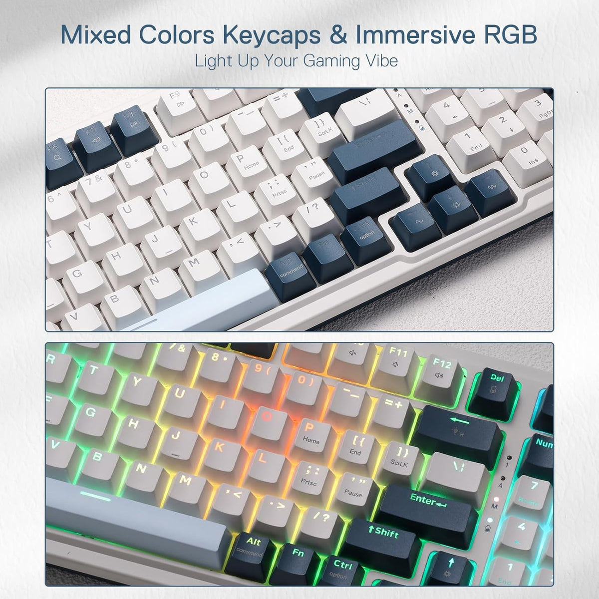 Redragon K686 PRO 98 Keys Wireless Gasket RGB Gaming Keyboard, 3-Modes Anime Mechanical Keyboard w/Hot-Swap Socket, Dedicated Knob Control & Sound Absorbing Pads, Custom Hi-Fi Linear Switch - PuriLite