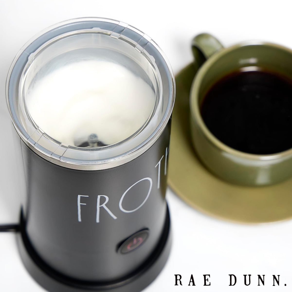 Rae Dunn - Electric Milk Frother - Elegant Automatic Milk Steamer and Frother, Milk Warmer, Hot and Cold Frothing Machine for Coffee, Latte, Cappuccino, Macchiato, - PuriLite