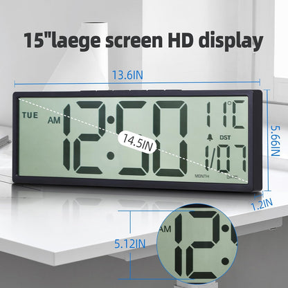 Purilite Select 15.5" Large Digital Wall Clock - PuriLite
