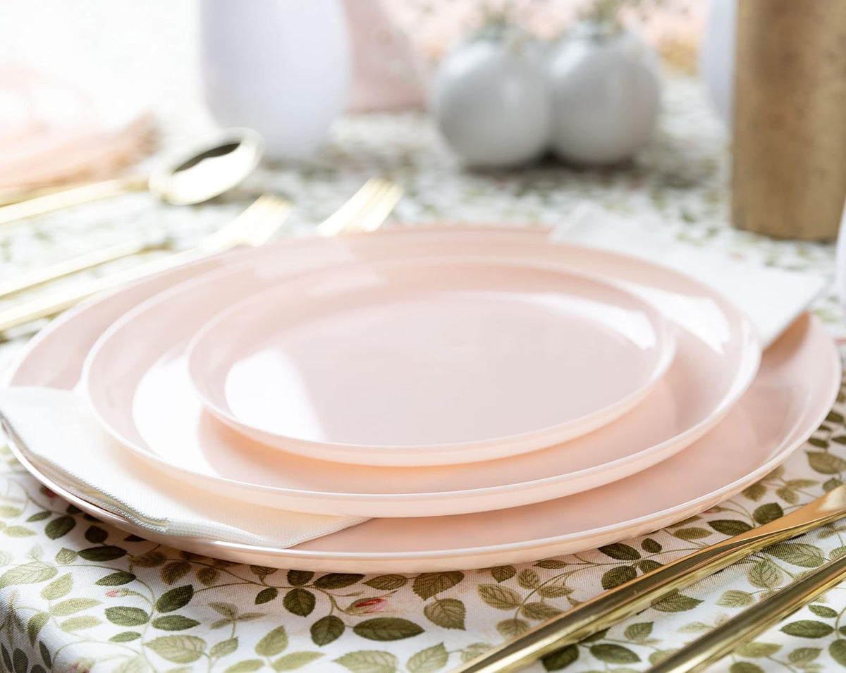 PLASTICPRO [30 Pack 10.7'' Christmass Green Plastic Party Plates Edge Collection Premium heavyweight Elegant Disposable Tableware Dishes - PuriLite