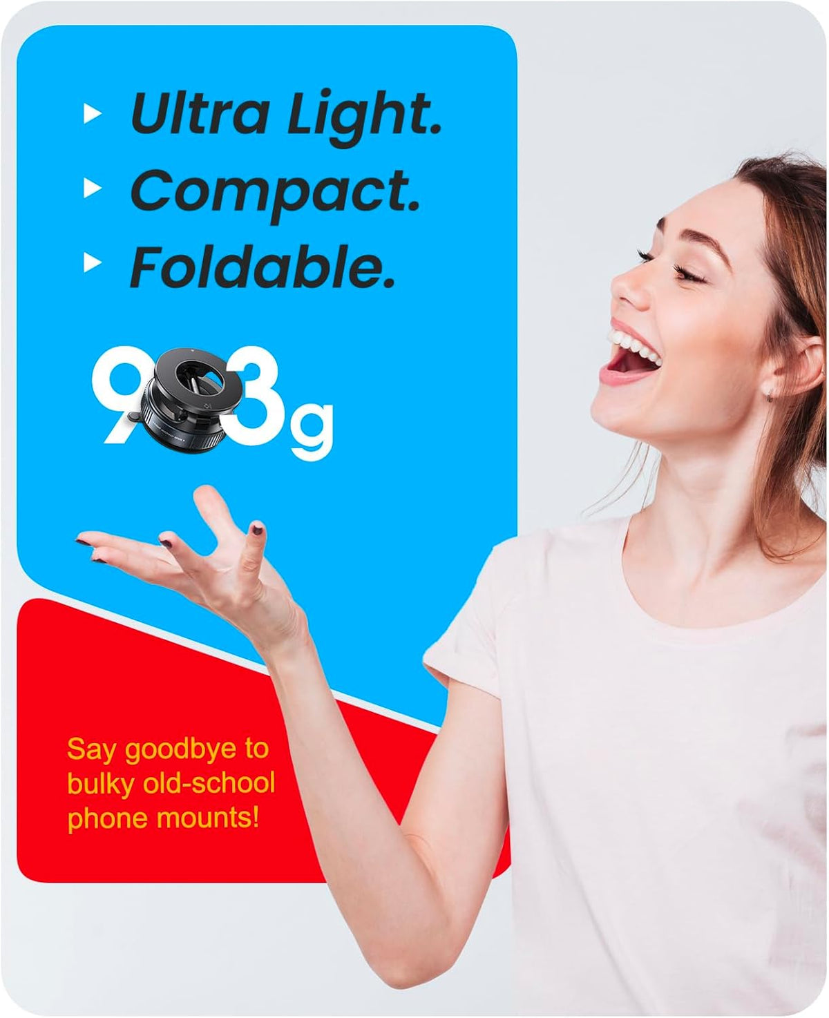 Jononser Vacuum Magnetic Suction Cup Phone Mount for Magsafe, 360° Adjustable Magnetic Phone Holder, Pocket Size Foldable Portable Cell Phone Holders for Your Car for All Smartphones & All Car Models - PuriLite