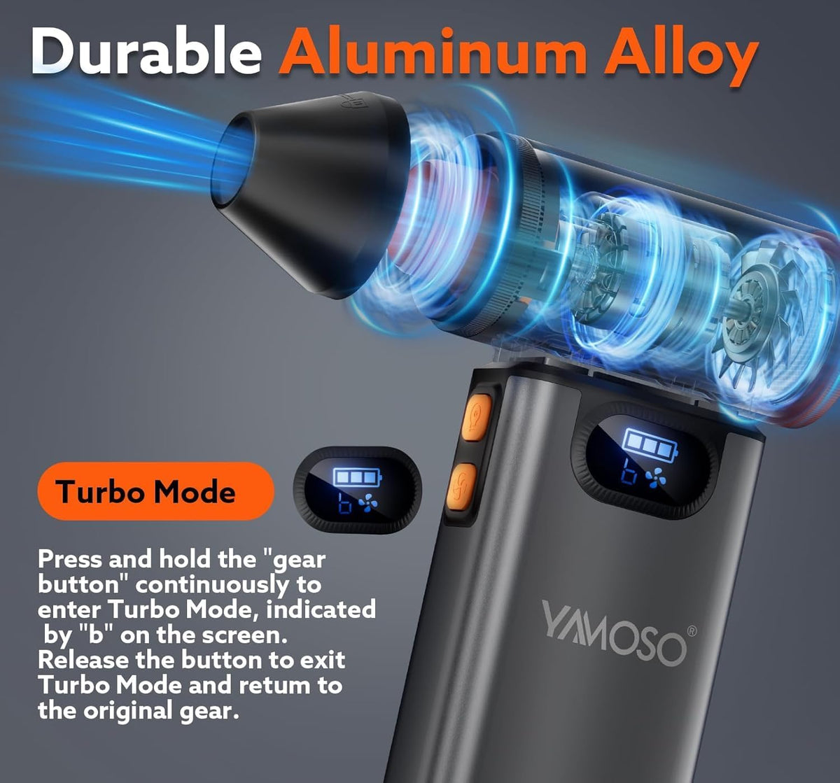 Electric Compressed Air Duster – Cordless 4-Speed Mini Blower with 8000mAh Battery, LED & LCD Display, High-Speed 180,000RPM for PC, Keyboard, Car, Home, and Outdoor Cleaning - PuriLite