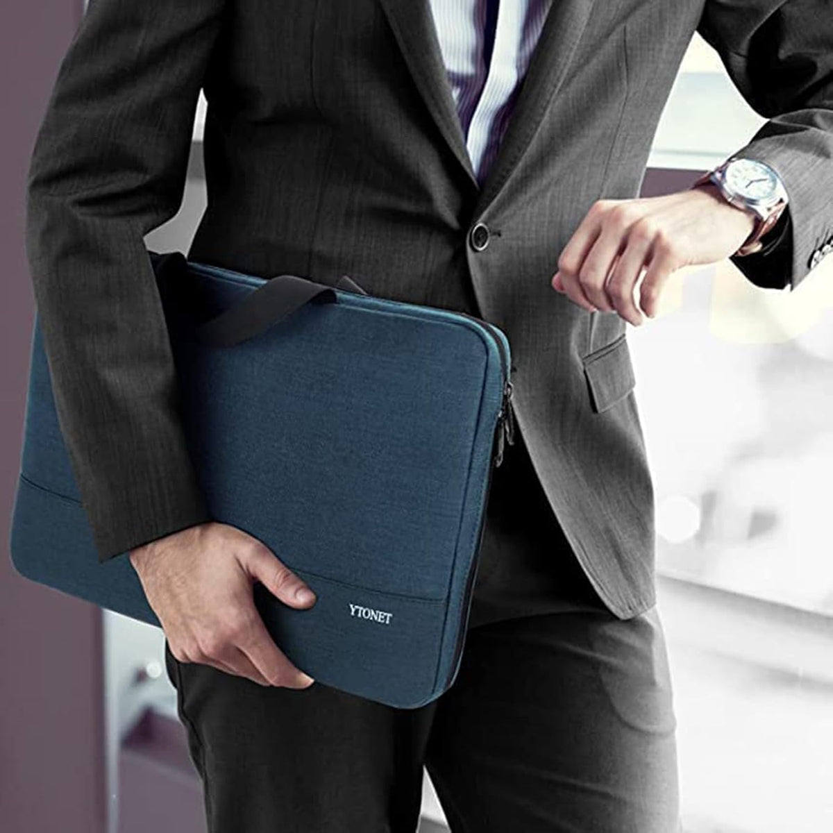 Ytonet Laptop Sleeve, 15.6 inch TSA Laptop Bag Laptop Case Water Resistant Computer Carrying Bag Compatible for Lenovo, HP, Dell, Asus Notebook, Gifts for Men Women, Grey - PuriLite