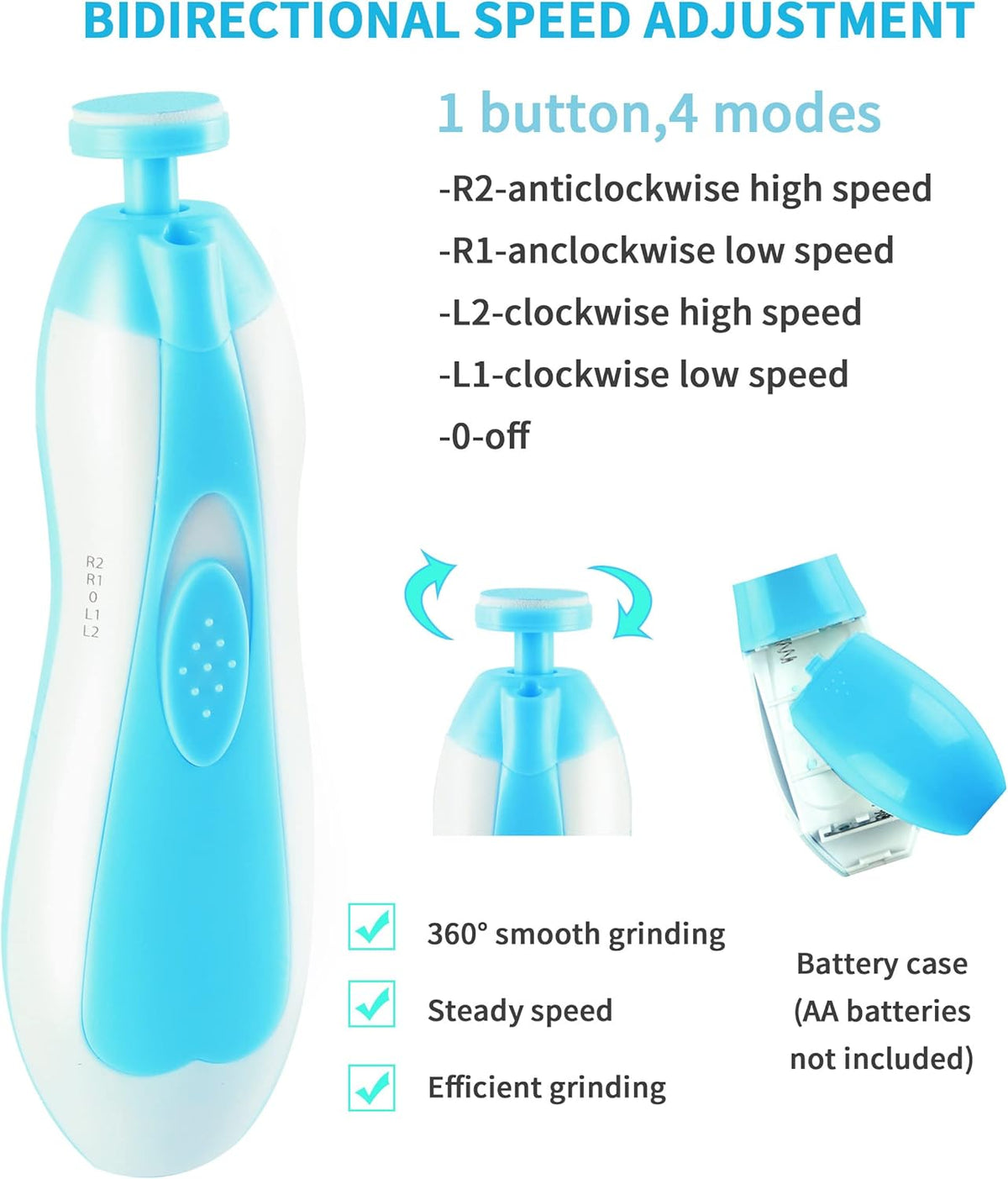 Baby Nail Trimmer Electric,Baby Nail File Clipper for Toes and Fingers - PuriLite