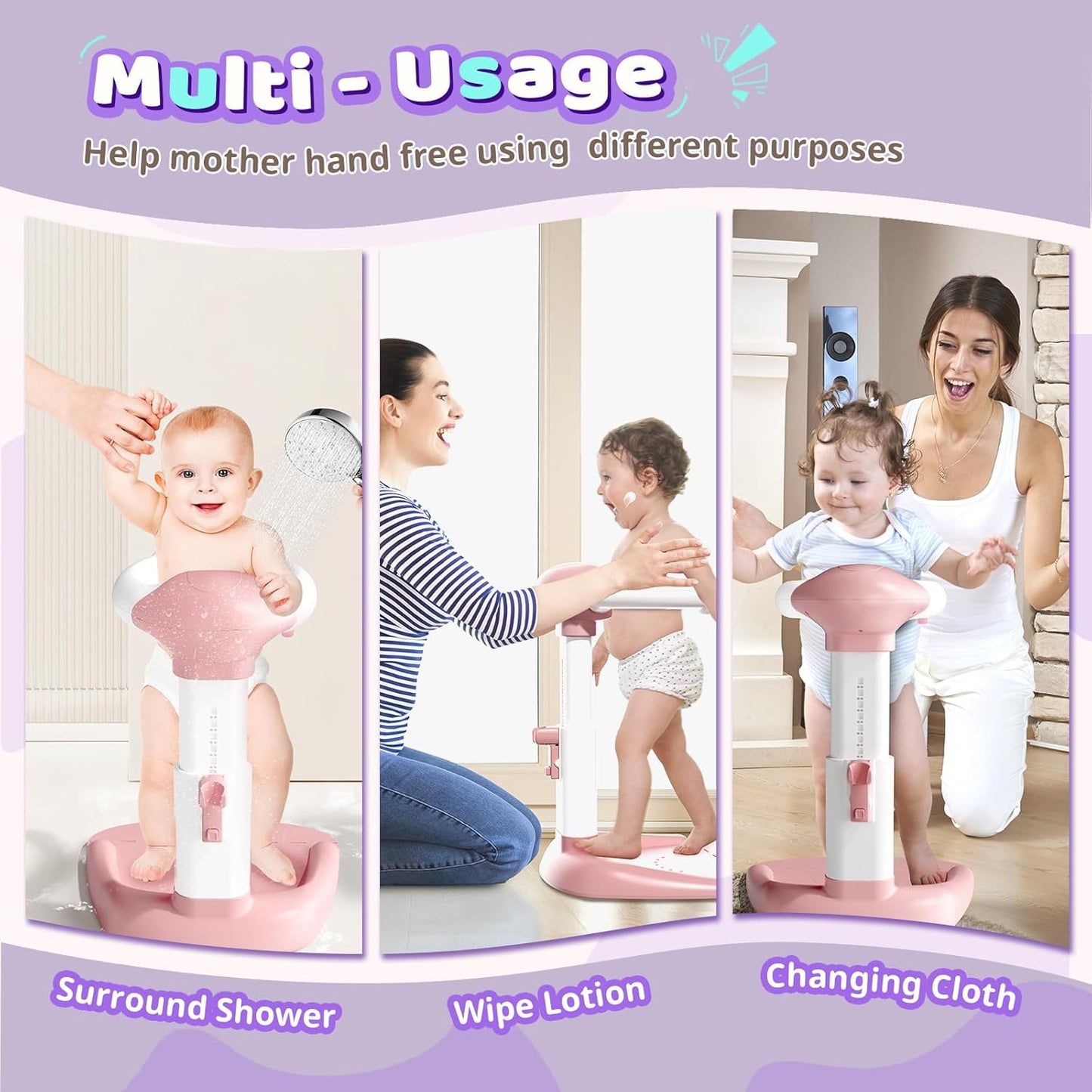 COOSEYA ® Baby Bathtub With Shower Stand Support|Anti-Pinch Soporte para Bañera de Bebé Adjustable Baby Shower Tower, Smart Water Flow Hug Tower for 6-36 Months, Ideal baby shower gifts - PuriLite