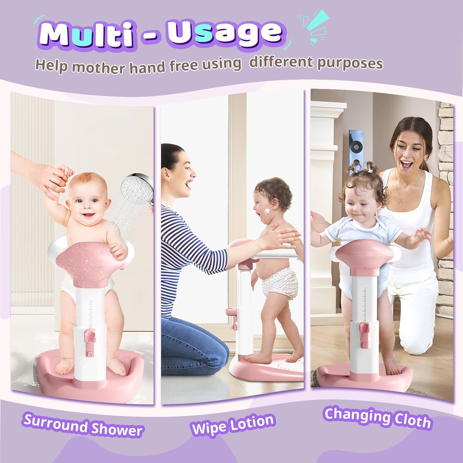 COOSEYA ® Baby Bathtub With Shower Stand Support|Anti-Pinch Soporte para Bañera de Bebé Adjustable Baby Shower Tower, Smart Water Flow Hug Tower for 6-36 Months, Ideal baby shower gifts - PuriLite