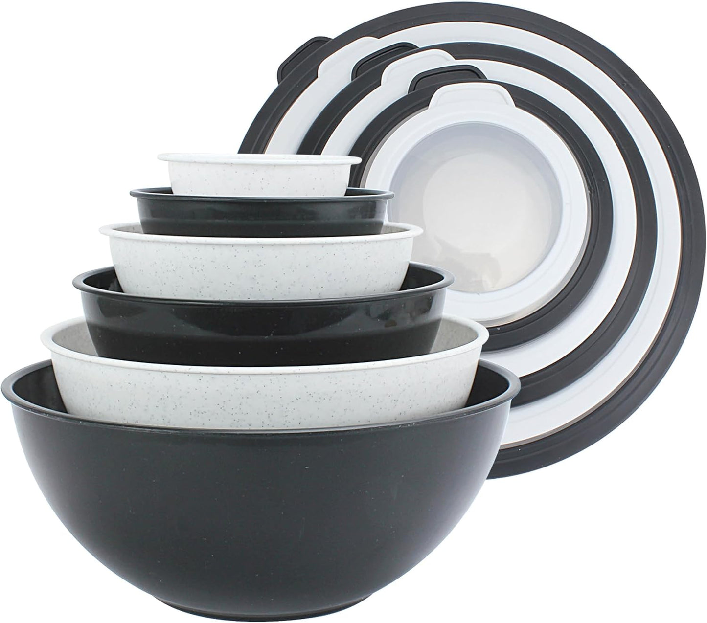 COOK WITH COLOR Mixing Bowls with TPR Lids - 12 Piece Plastic Nesting Bowls Set Includes 6 Prep Bowls and 6 Lids, Microwave Safe Mixing Bowl Set (Mint) - PuriLite