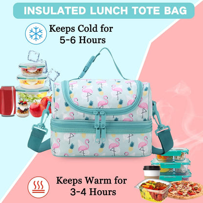 VASCHY Lunch Box Bag Men, Insulated Two Compartments Bento Cooler Bags for Adults/Women/Kids for School,Daycare,Kindergarten,Picnic Black - PuriLite