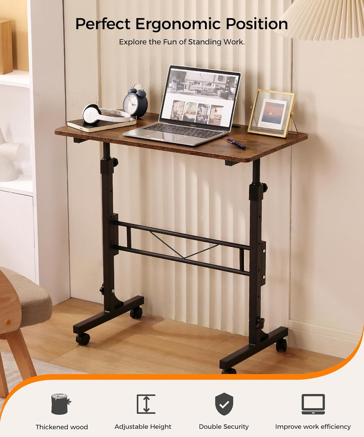 Purilite Select 32-Inch Adjustable Height Mobile Standing Desk - PuriLite