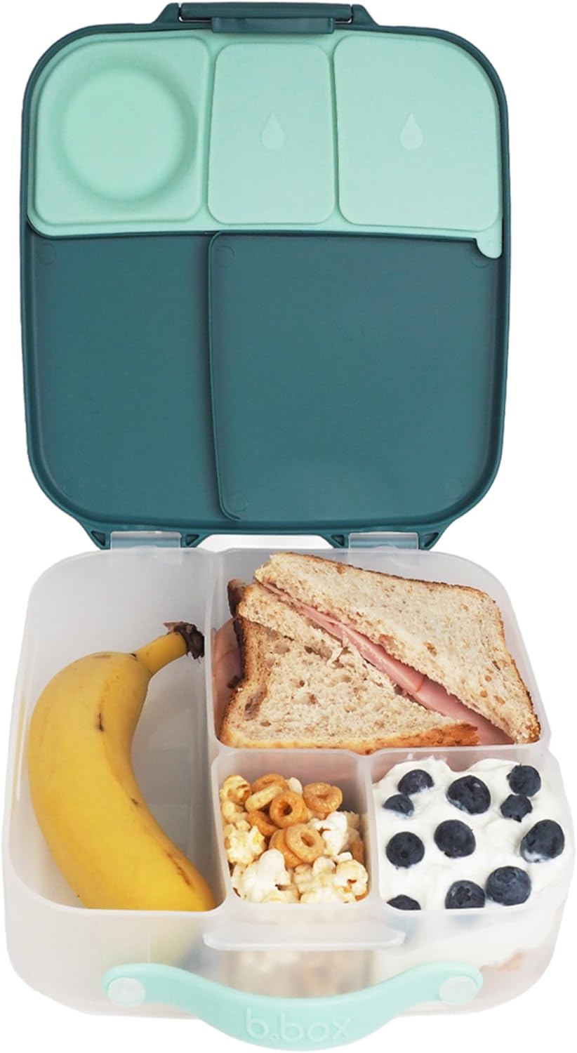 b.box 5-Compartment bento Style Lunch Box for Kids, Toddlers, Childrens, BPA-Free Food Storage Container with Cooler Pack, ON-The-GO Food Box with Handles Included Custom Divider, Lemon Twist - PuriLite