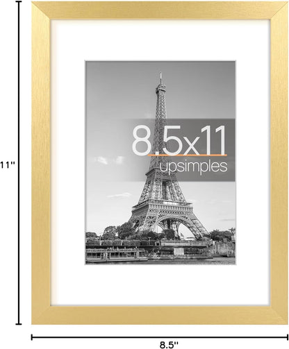 upsimples 11x14 Picture Frame, Display Pictures 8x10 with Mat or 11x14 Without Mat, Wall Hanging Photo Frames, Black - PuriLite