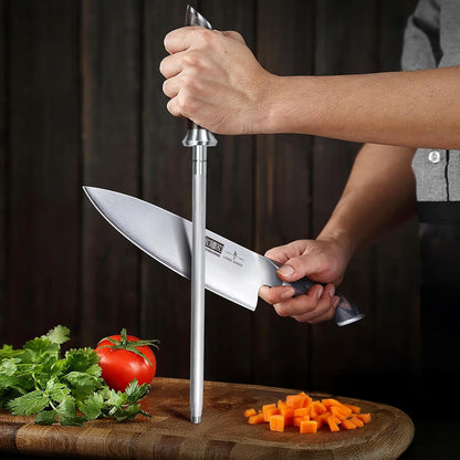 HOSHANHO Honing Rod,10 Inch Professional Kitchen Knife Sharpener Rod, Japanese High Carbon Knife Sharpening Steel with Ergonomic Pakkawood Handle, Ideal for All Chef Knives - PuriLite