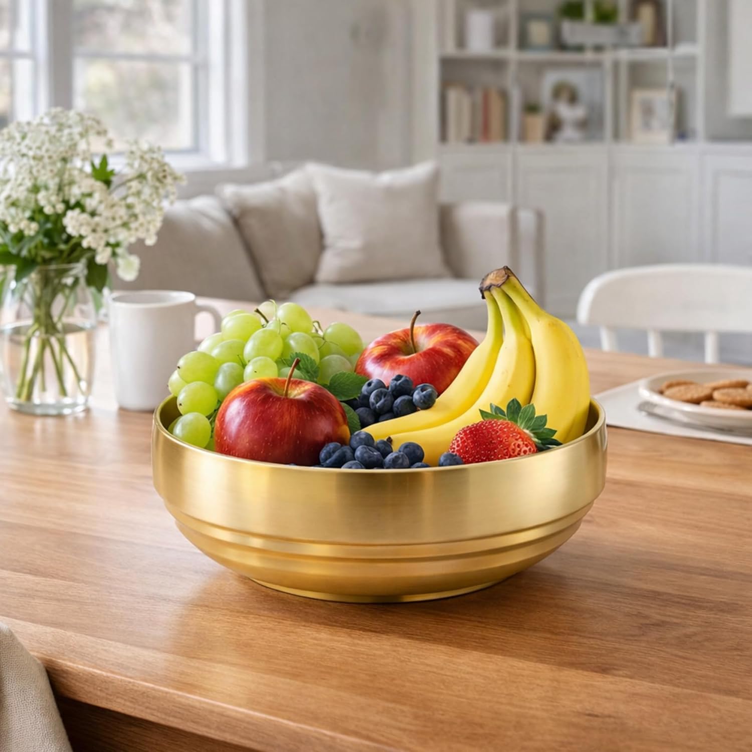 Gold Decorative Bowl | Stainless Steel Flower Bowl | Metal Key Bowl | Modern Candy Dish | Entryway Accent Bowl - PuriLite