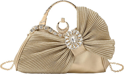 Buric Clutch Purses for Women Rhinestone Evening Handbag Bridal Wedding Prom Purse Formal Party Bow Tie Clutch for Women - PuriLite