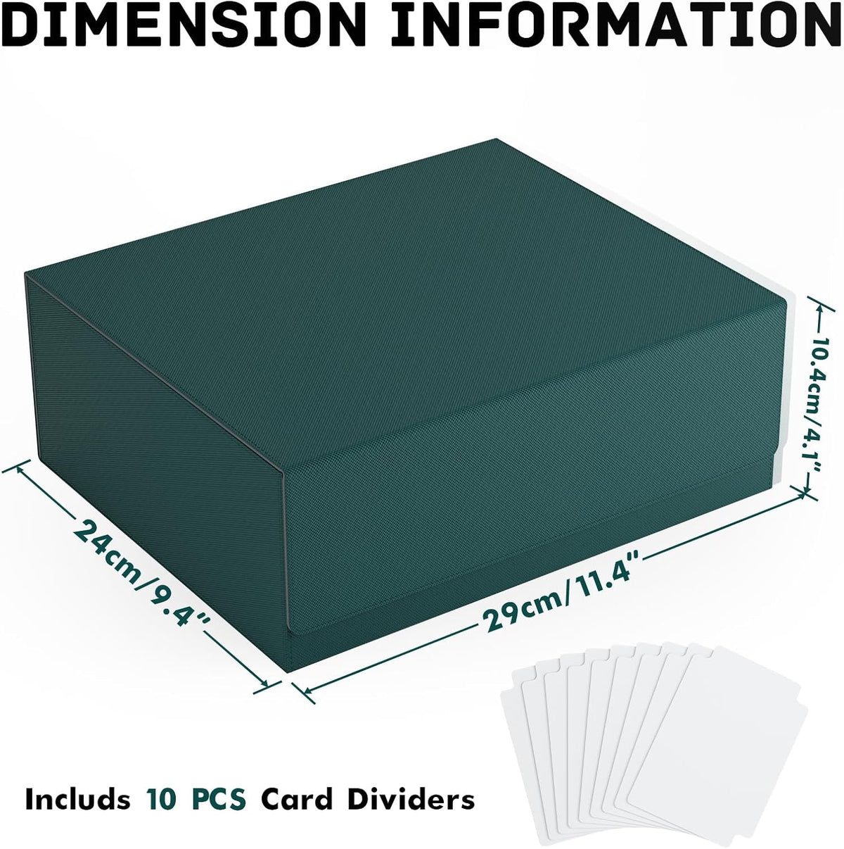 ZLCA Card Storage Box for MTG PTCG, Commander Deck Box Holds 3000+ Cards, Card Storage Case with 4 Stoppers, Card Organizer for TCG Sport Cards (Black) - PuriLite