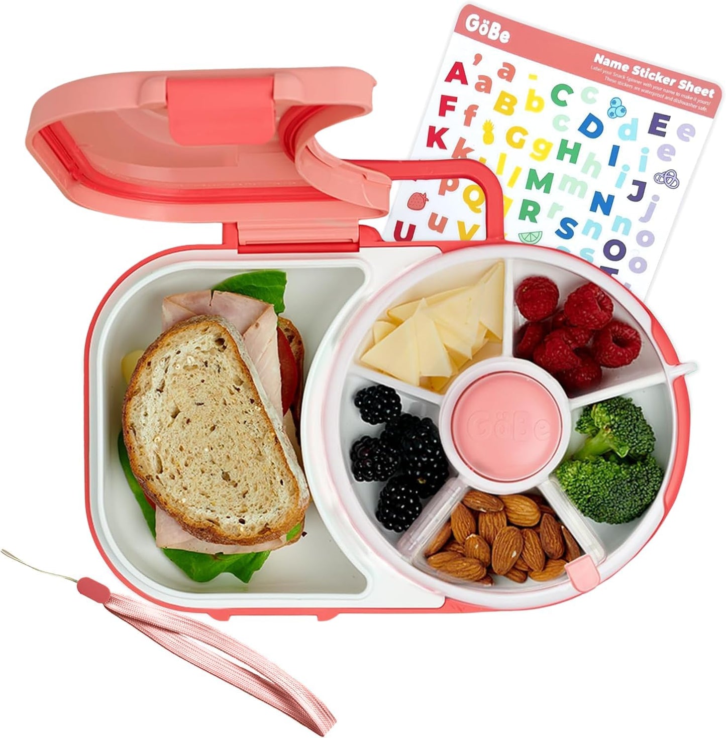 GoBe Kids Lunchbox - Reusable Snack Container with 5 Compartment Dispenser and Lid | BPA and PVC Free | Dishwasher Safe | No Spill, Leakproof - PuriLite