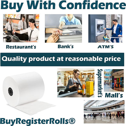 (32 Rolls) 3 1/8 x 220 Thermal Paper Receipt Rolls fits All Cash Register, Clover POS TM-T88 T20 T90 Bixolon SRP-350 370