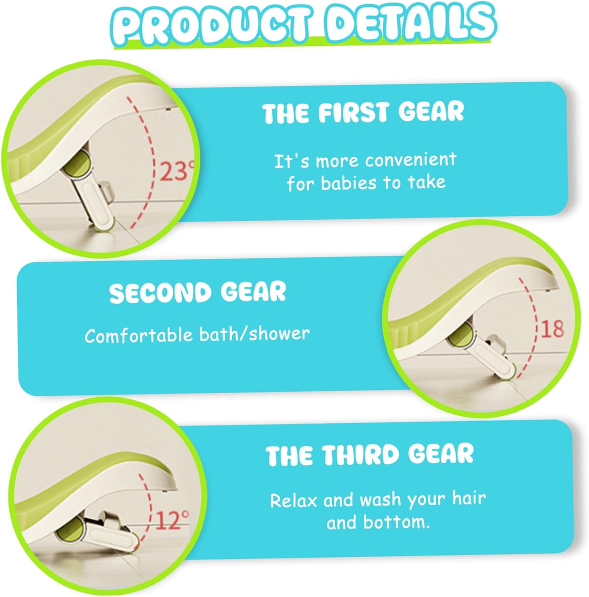Baby Sink Bath, Adjustable Height Ergonomic Baby Bath Support with Temperature Reminder & Drainage Hole, Foldable Portable Infant Bathtub with Hook for Home Travel, Green, Sink Bather for - PuriLite