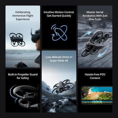 DJI Avata 2 Fly More Combo (3 Batteries), FPV Drones with Camera for Adults 4K, Immersive Experience, One-Push Acrobatics, Built-in Propeller Guard, 155° FOV, Drone Compliant with FAA Remote ID - PuriLite