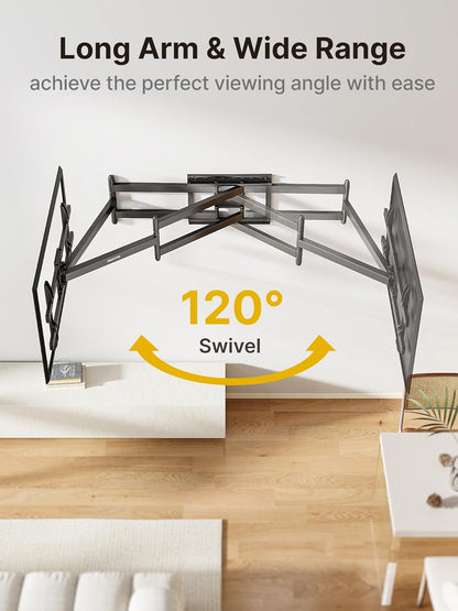 monTEK Long Arm TV Wall Mount for Most 43-90 Inch TVs, 42.5 Inch Long Extension TV Mount Swivel and Tilt, Full Motion Wall Mount TV Bracket Fit Max VESA 800 x 400mm, Up to 132 lbs, 16”,18” Studs - PuriLite