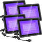 YANYCN - 4 Pack 100W Black LED Lights,Black Light with Plug and Switch,IP66 Waterproof Black Light 120V AC for Halloween Party,Glow in the Dark,Stage Light,Painting - PuriLite