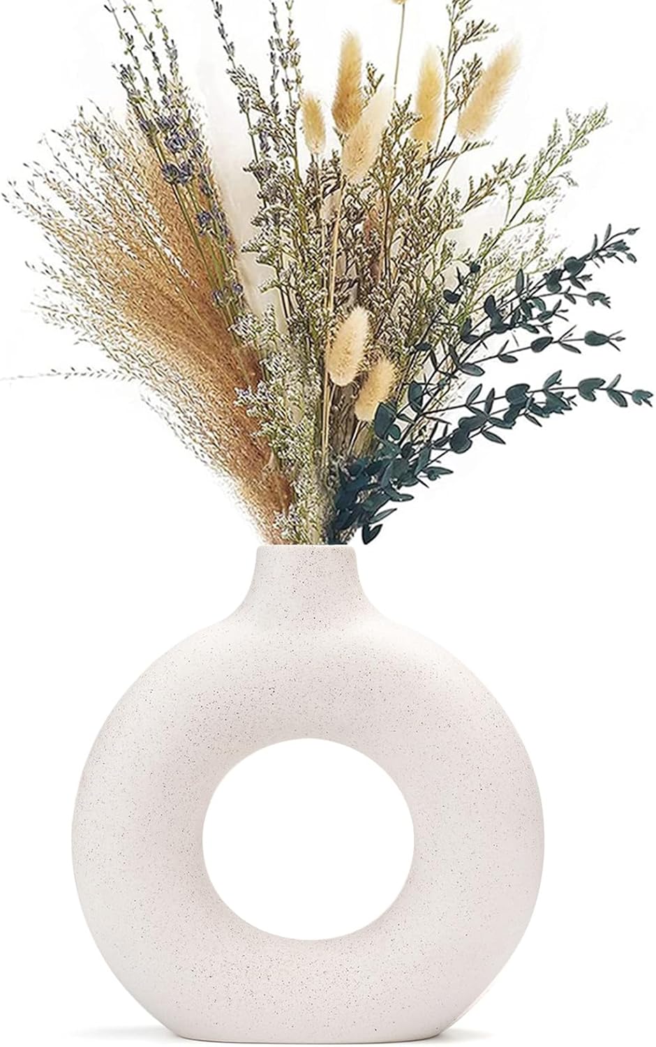 CEMABT Vases for Pampas Grass,Creative Vase Modern Home Decor,Handmade Vase White Ceramic Dried Flowers Craft Ornaments for Office Home Decoration - PuriLite