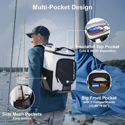 SPARTER Backpack Cooler Insulated Leak Proof 33/49 Cans, 2 Insulated Compartments Thermal Bag, Portable Lightweight Beach Travel Camping Lunch Backpack for Men and Women - PuriLite
