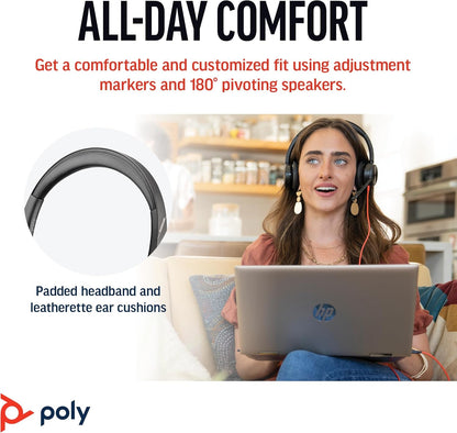 Poly Blackwire 8225 Premium Wired Headset (Plantronics) – Active Noise Canceling – Hi-fi Stereo - Connect to PC/Mac - Works w/Teams, Zoom - Amazon Exclusive - PuriLite