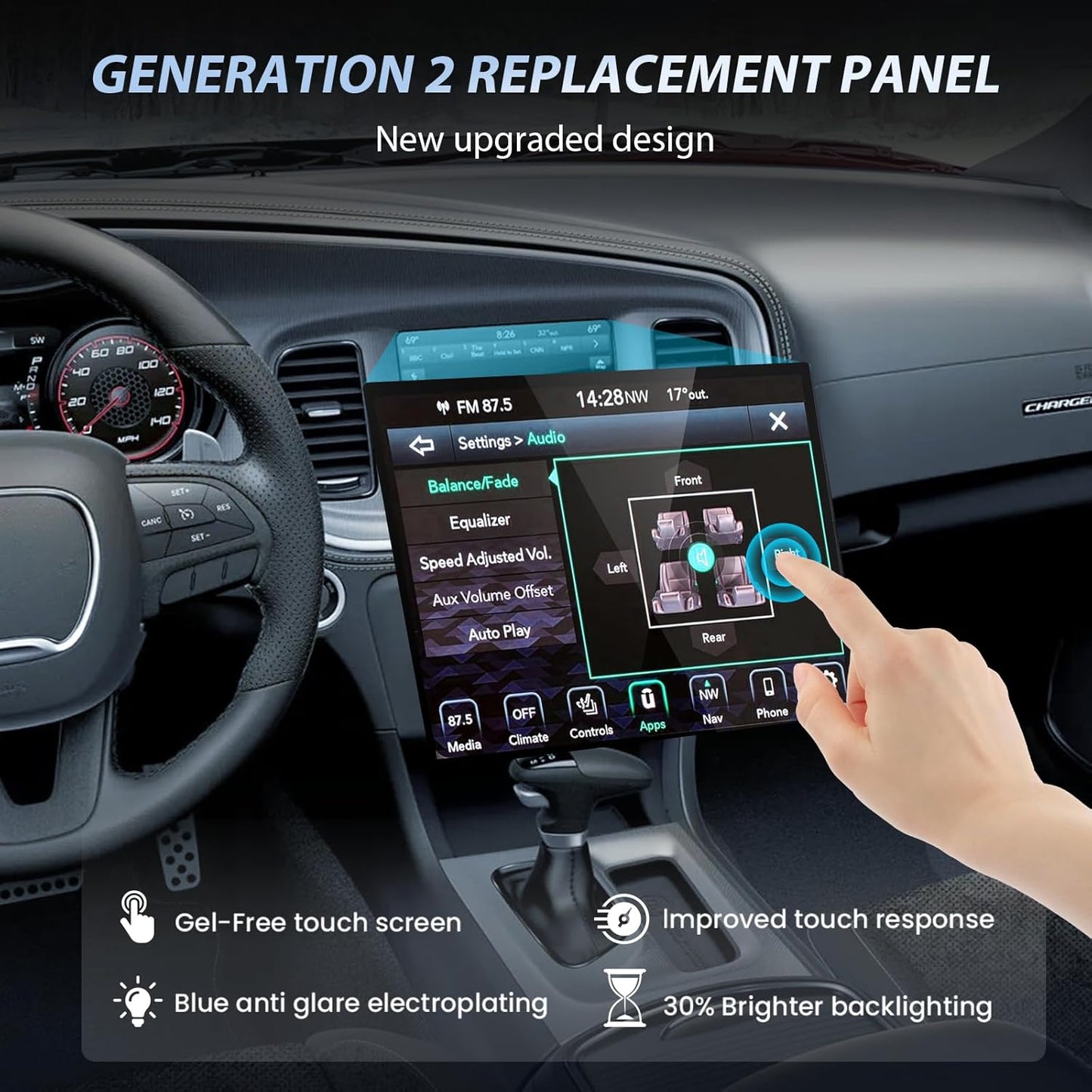Upgraded Gel-Free 8.4" UConnect 4C UAQ Screen Replacement LCD+Digitizer Compatible with Dodge Ram Jeep Chrysler 2017-2022 Replace#LA084X01 SL(02)(1) - PuriLite