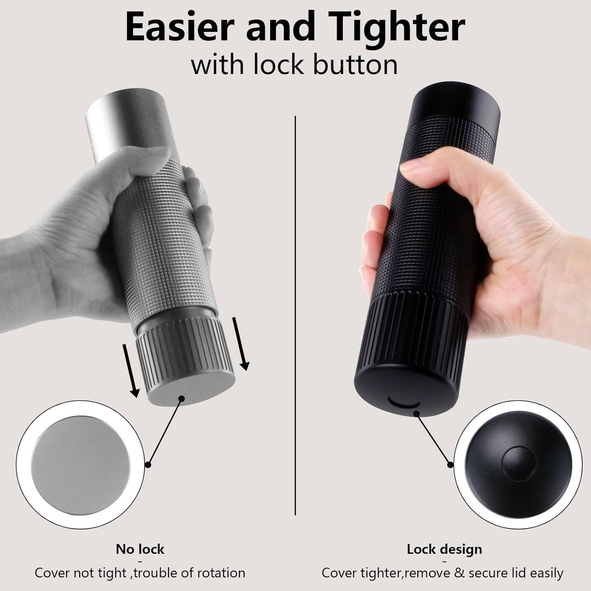 WhiteRhino Professional Grade Pepper Mill, 430 Stainless Steel Blade Premium Hand Metal Pepper Grinder Heavy Duty,Refillable Aluminum Manual Pepper Mill with Adjustable Coarseness-Black - PuriLite