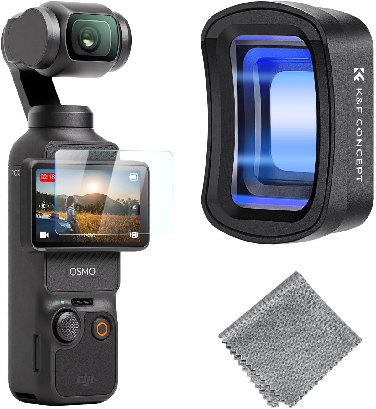 K&F Concept Wide-Angle Lens Compatible with DJI Osmo Pocket 3, Magnetic Attach/Multi-Coated/Optical Glass - PuriLite