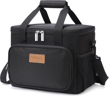 Lifewit Large Lunch Bag for Adults, 24-Can 15L Insulated Lunch Box Leakproof Soft Cooler Cooling Tote for Men Women, Waterproof Reusable Cooler Bags for Work Office Outdoor Picnic Camping, Black - PuriLite