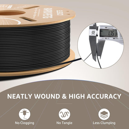 ELEGOO Rapid PETG Filament 1.75mm Black 1KG, 3D Printer Filament Max 600 mm/s High Speed Printing, Dimensional Accuracy +/- 0.02 mm Fit Most FDM Printer 1kg Cardboard Spool - PuriLite