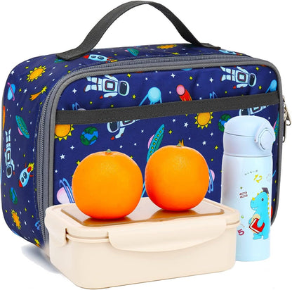 FlowFly Kids Lunch Box Insulated Soft Bag Mini Cooler Back to School Thermal Meal Tote Kit for Girls, Boys, Black - PuriLite