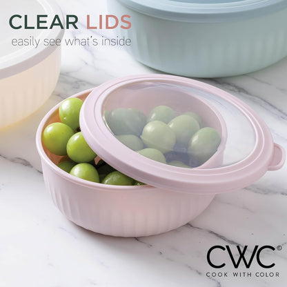 COOK WITH COLOR Prep Bowls with Lids- 8 Piece Nesting Plastic Small Mixing Bowl Set with Lids (Teal Ombre) - PuriLite