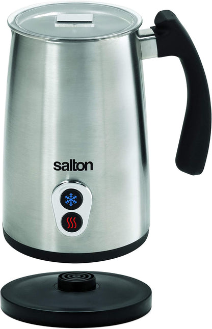 Salton Stainless Steel Milk Frother - Froth, Warm & Foam Milk for Coffees & Lattes - PuriLite