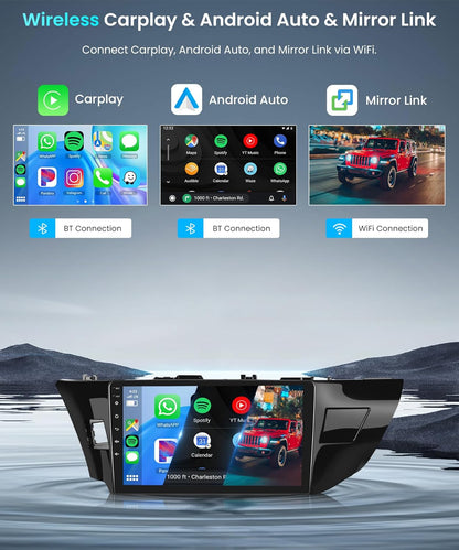 4+64G Android Car Radio Stereo for Toyota Corolla/Levin 2014-2017 with Wireless Carplay Android Auto, 10'' Touch Screen with Bluetooth GPS Navigation Mirror Link WiFi FM/RDS DSP AHD Backup Camera SWC - PuriLite