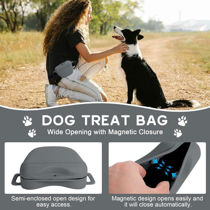 Dog Treat Pouch for Training, Silicone Magnetic Closure Dog Treat Bag Portable Treat Pouch with Belt, Waterproof Small Treat Bag for Dog Training, Dog Walking (Cyan) - PuriLite