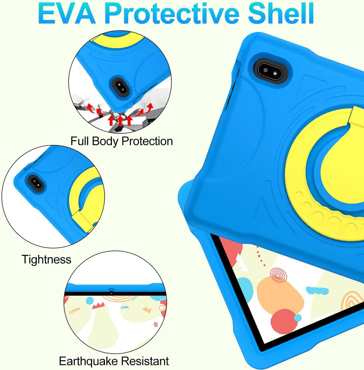 Kids Tablet Android 14 Tablet, 2025 Newest 10.1 inch Tablets, 20GB+128GB/1TB Expandable, Tablets with WiFi 6, Octa-Core, Widevine L1, Parental Control, Dual Camera, Bluetooth 5.0, Tablet EVA - Blue - PuriLite