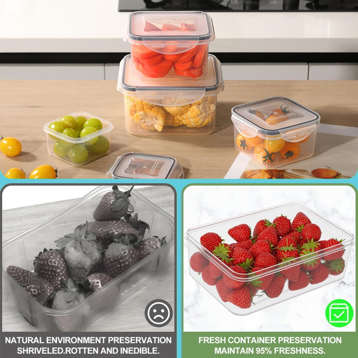 Pure Future 50-Piece Large Airtight Food Storage Containers with Lids, BPA-Free Stackable & Microwave Safe Kitchen Set for Meal Prep, Freezer Use - 25 Containers & Lids, Leakproof Design - PuriLite