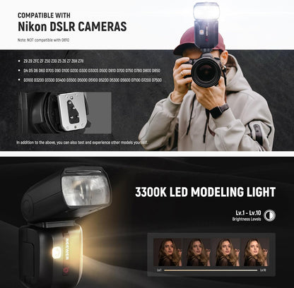 NEEWER Z880-C 2.4G 76Ws TTL Camera Flash Speedlite Compatible with Canon, Upgraded UI, Adjustable Modeling Lamp, TTL/M Quick Switch TCM Key, 1/8000s HSS 7.4V/2600mAh Battery 480 Full Power Flash - PuriLite