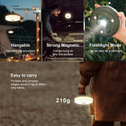 Camping String Lights, 32.8Ft Outdoor String Lights with 8 Lighting Modes,Quick 30s Recovery,Portable and Durable,12H Runtime-Rechargeable Camping Lights for Outdoor Yard Hiking - PuriLite