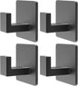 PMMASTO Black 4 Pack Self Adhesive Wall Hooks for Hanging, Stick On Wall Hanger Hook for Shower, Robe, Hat - Aluminium - PuriLite