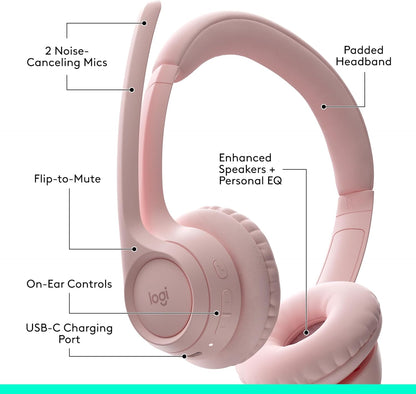 Logitech Zone 301 Wireless Bluetooth Headset with Noise-Canceling Microphone, Compatible with Windows, Mac, Chrome, Linux, iOS, iPadOS, Android – Graphite - PuriLite