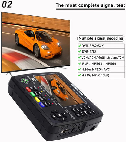 V10 Finder Pro Satellite Meter DVB-S2/S2X DVB-T2/T H.265 Vs Kpt 717st Plus Gtmedia V8 Finder Pro2 Dvb T2 Satfinder(V10 Finder WiFi) - PuriLite